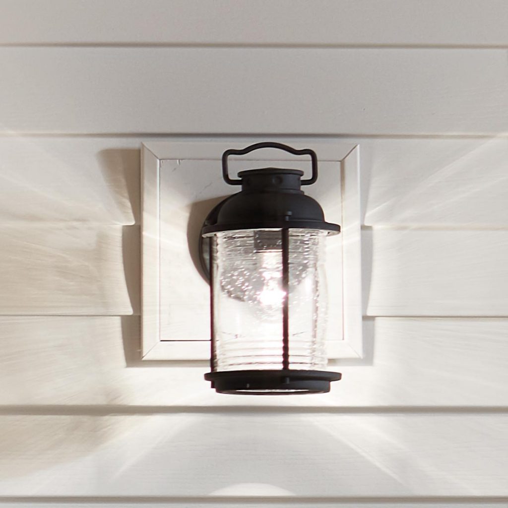 outdoor wall light with seeded glass