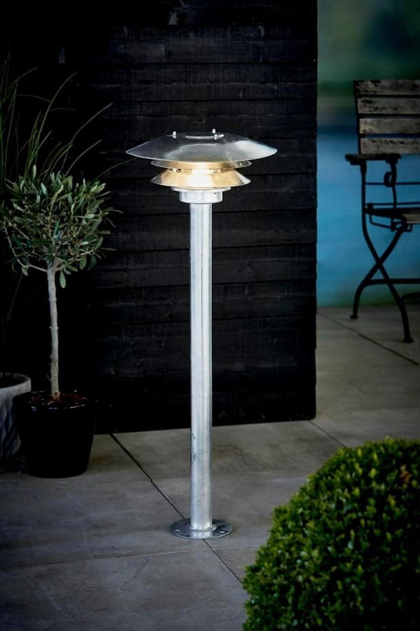 silver outdoor post light