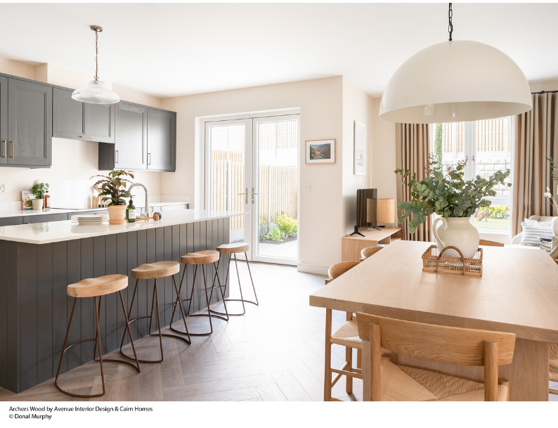 kitchen with modern contemporary lighting