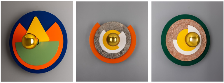 3 Monaghan Disc Wall Lights, postmodern lighting