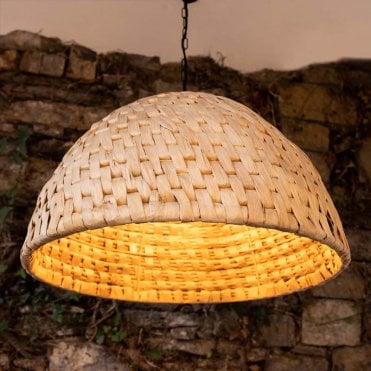 Manila hemp Domed Ceiling Pendant Dimmable | Lighting and Lights UK