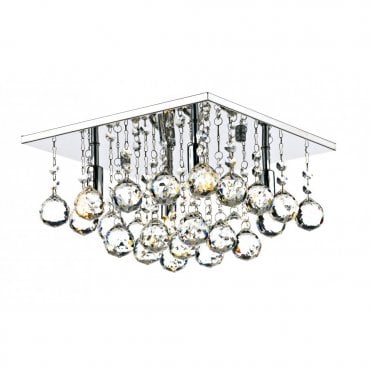 ABACUS - 4 Light Flush Ceiling Fitting Low Ceiling Light Chrome