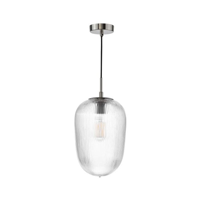 Abrielle Ceiling Pendant - Polished Nickel and Ribbed Glass