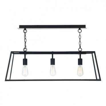 Black frame glass panel 3light bar light