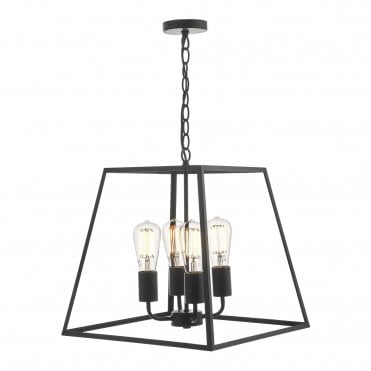 ACADEMY 4 Light Ceiling Pendant Lantern Black Box