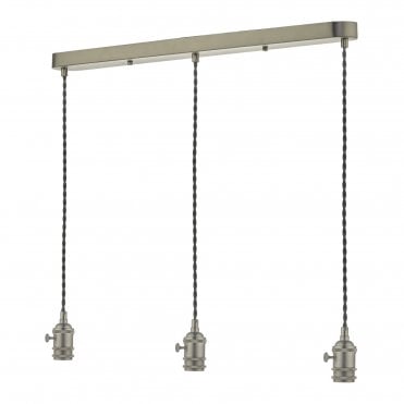 ACCESSORY 3 Light Bar Ceiling Suspension Antique Chrome With Grey Cable