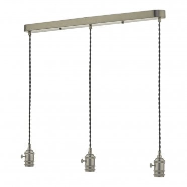 ACCESSORY 3 Light Bar Ceiling Suspension Antique Chrome With Grey Cable