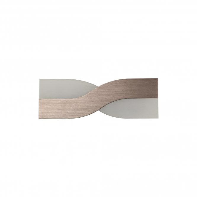 ADA LED Wall Light Brushed Brown Frosted White Curved Cross Design