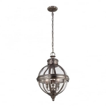 ADAMS - 3 Light Pendant Chandelier in Chrome, Clear, Nickel