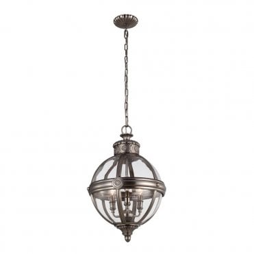ADAMS - 3 Light Pendant Chandelier in Chrome, Clear, Nickel