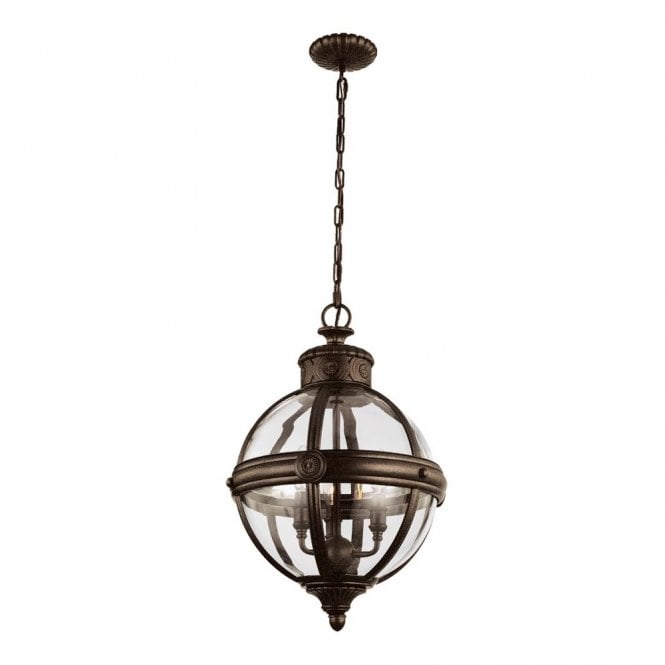 ADAMS - 3 Light Pendant Chandelier in Clear, Bronze