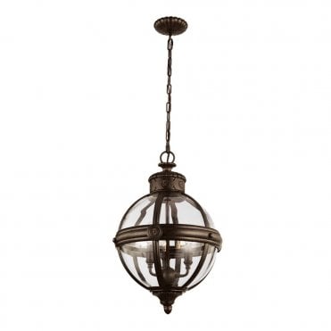 ADAMS - 3 Light Pendant Chandelier in Clear, Bronze