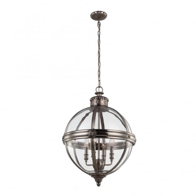 ADAMS - 4 Light Pendant Chandelier in Chrome, Clear, Nickel