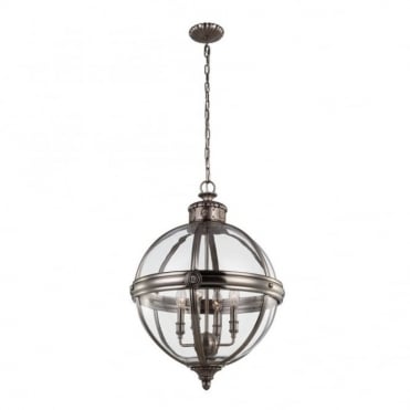 ADAMS - 4 Light Pendant Chandelier in Chrome, Clear, Nickel