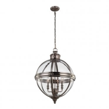 ADAMS - 4 Light Pendant Chandelier in Chrome, Clear, Nickel