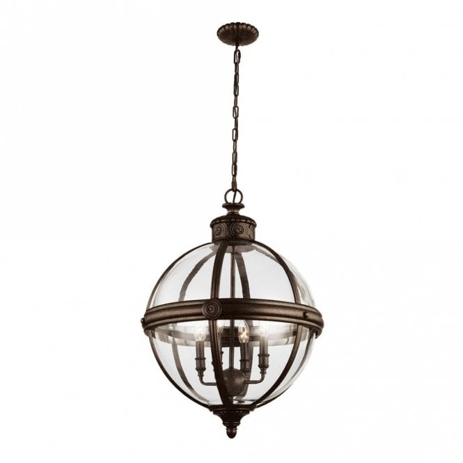 ADAMS - 4 Light Pendant Chandelier in Clear, Bronze