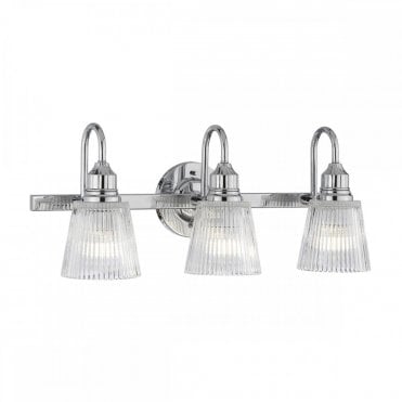 3 light wall bar in chrome and ribbed glass