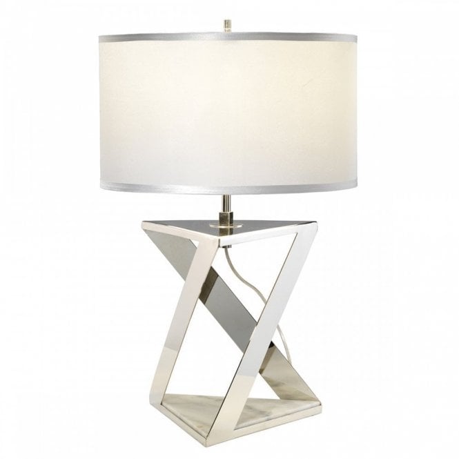 AEGEUS Table Lamp Polished Nickel And White Marble Base