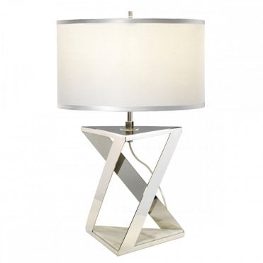 AEGEUS Table Lamp Polished Nickel And White Marble Base