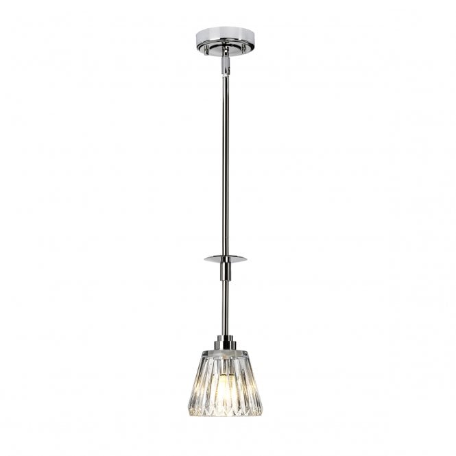 AGATHA Bathroom Ceiling Pendant Polished Chrome Cut Glass Shade