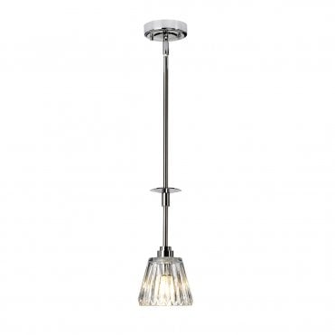Bathroom Ceiling Pendant Polished Chrome Cut Glass Shade