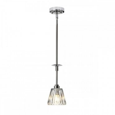 AGATHA Bathroom Ceiling Pendant Polished Chrome Cut Glass Shade