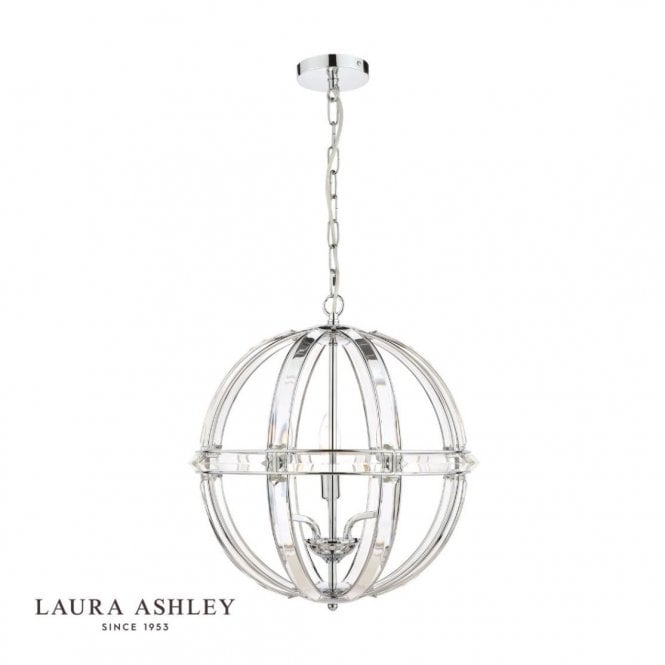 AIDAN 3 Light Globe Chandelier in Glass & Polished Chrome