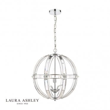 AIDAN 3 Light Globe Chandelier in Glass & Polished Chrome