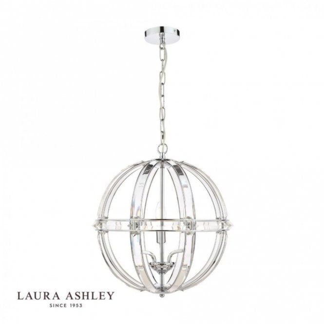 AIDAN 3 Light Globe Chandelier in Glass & Polished Chrome