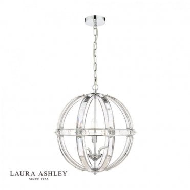 AIDAN 3 Light Globe Chandelier in Glass & Polished Chrome