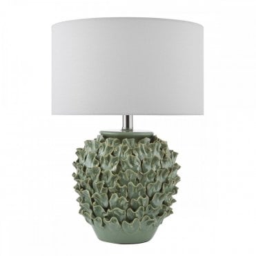 Ailsa Green Ceramic Table Lamp with White Shade