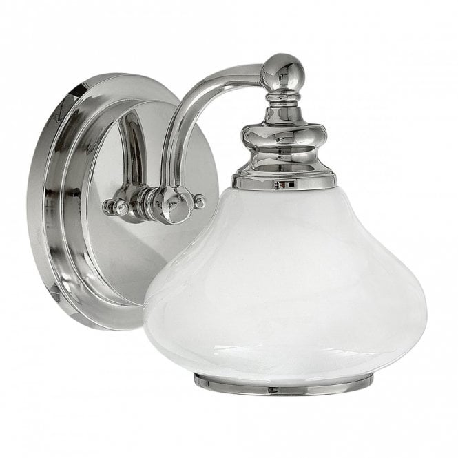AINSLEY LED Bathroom Wall Light Chrome Opal Glass Shade IP44