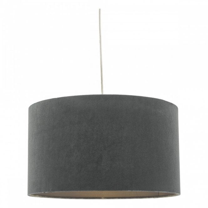 AKAVIA Easy Fit Velvet Drum Ceiling Pendant Dark Grey 35cm