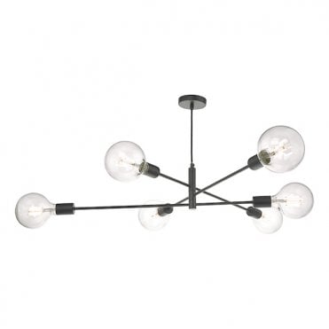 6 Light Ceiling Pendant Black