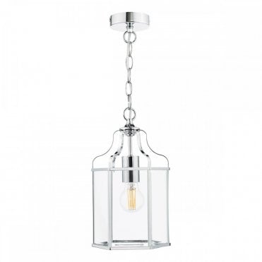Aled Ceiling Lantern - Polished Chrome and Bevelled Glass