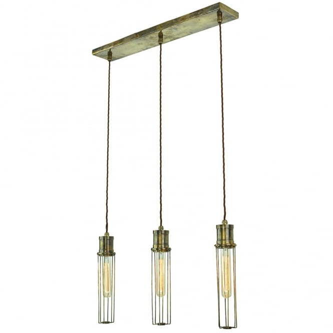 ALEXANDER - 3 Light Ceiling Pendant Antique Brass C/W Lb1 Bulbs