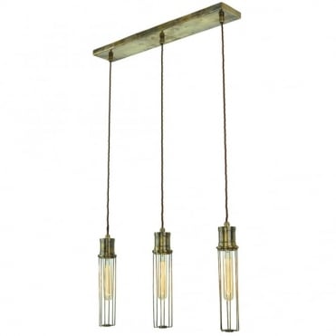 ALEXANDER - 3 Light Ceiling Pendant Antique Brass C/W Lb1 Bulbs