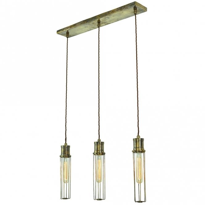 ALEXANDER - 3 Light Ceiling Pendant Antique Brass C/W Lb1 Bulbs