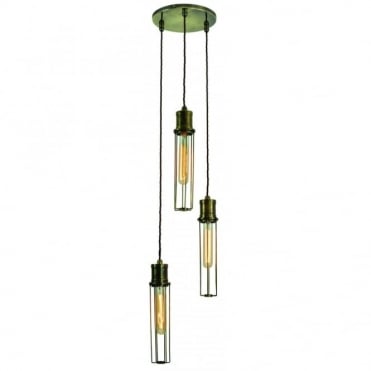 ALEXANDER - 3 Light Cluster Antique Brass C/W Lb1 Bulbs