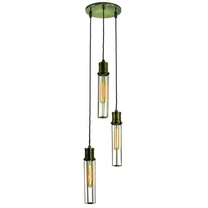 ALEXANDER - 3 Light Cluster Antique Brass C/W Lb1 Bulbs