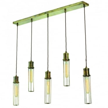 ALEXANDER - 5 Light Ceiling Pendant Antique Brass C/W Lb1 Bulbs