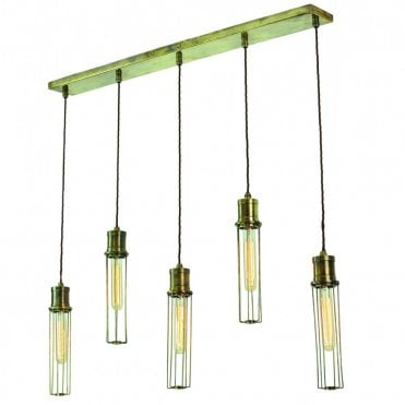ALEXANDER - 5 Light Ceiling Pendant Antique Brass C/W Lb1 Bulbs