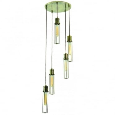 ALEXANDER - 5 Light Cluster Antique Brass C/W Lb1 Bulbs