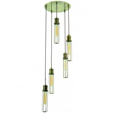 ALEXANDER - 5 Light Cluster Antique Brass C/W Lb1 Bulbs