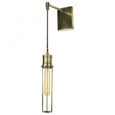 ALEXANDER - Adjustable Height Wall Light Antique Brass C/W Lb1 Bulbs