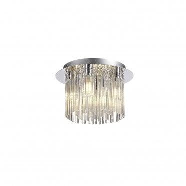 ALICE 4 Light Bathroom Ceiling Light in Polished Chrome with Clear Glass Rods
