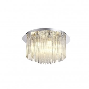 ALICE 6 Light Bathroom Ceiling Light in Polished Chrome with Clear Glass Rods