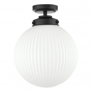 Flush Matt Black Opal Glass IP44