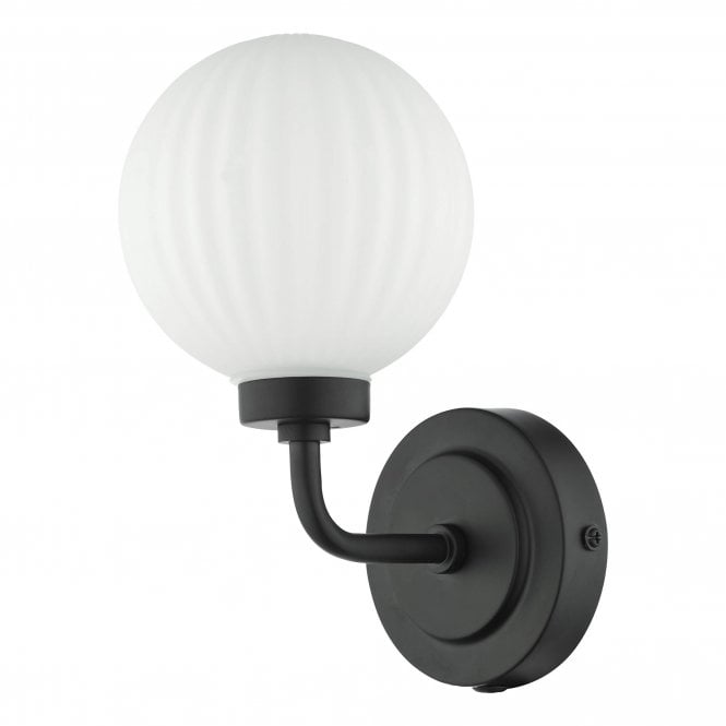 Alrik Bathroom Wall - Matt Black and Opal Glass IP44
