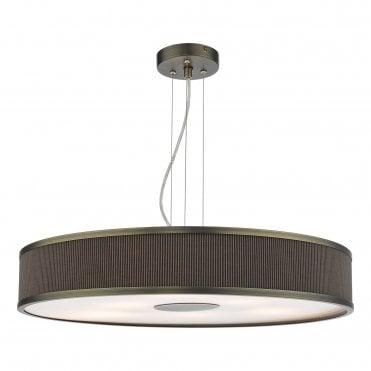 mushroom brown drum shaded pendant with antique bronze 